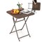 Coffee Foldable Outdoor Picnic Table with Weather-Resistant HDPE Surface and Sturdy Iron Frame